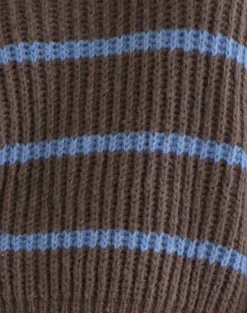 Namirta Jumper in Brown with Blue Stripe