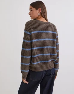 Namirta Jumper in Brown with Blue Stripe