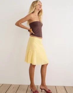 Namora Midi Skirt in Chiffon Pastel Yellow
