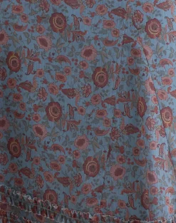Nanami Midi Skirt in Shadow Blossom Blue Chiffon