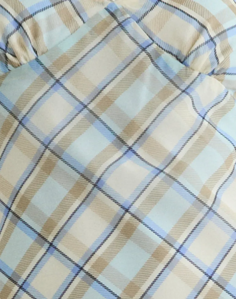 Naska Maxi Dress in Chiffon Vintage Blue Check