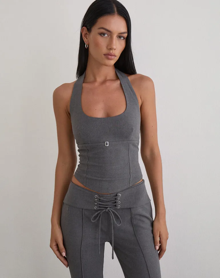 Nasya Halter Top in Tailoring Charcoal