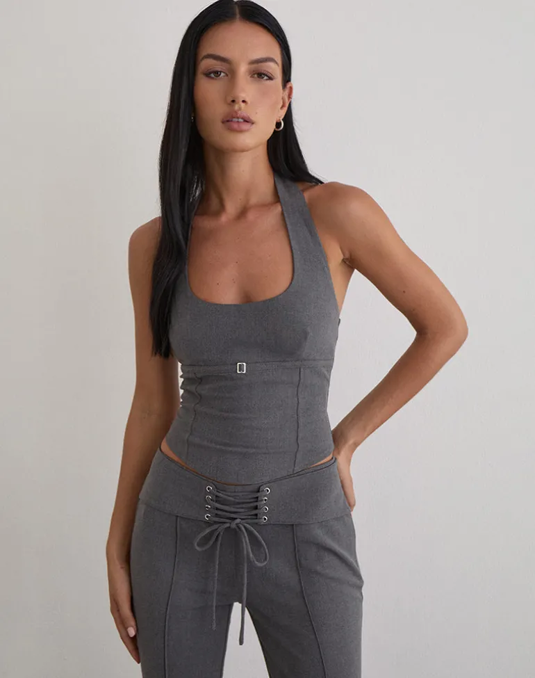 Nasya Halter Top in Tailoring Charcoal