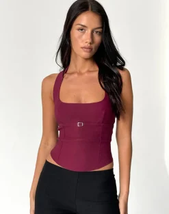 Nasya Halter Top in Tailoring Burgundy