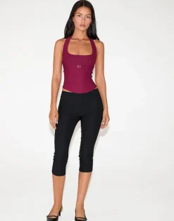 Nasya Halter Top in Tailoring Burgundy
