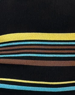 Natcha Vest Top in Black with Brown and Blue Stripes