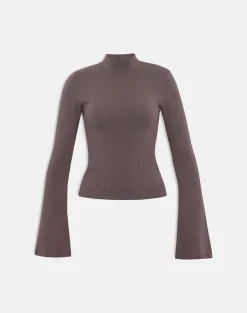 Nell High Neck Long Sleeve Top in Jersey Coffee Quartz