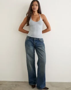 Nemue Plunge Racerback Top in Grey Marl