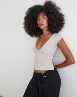 Netan Crossover Top in Cannoli Cream