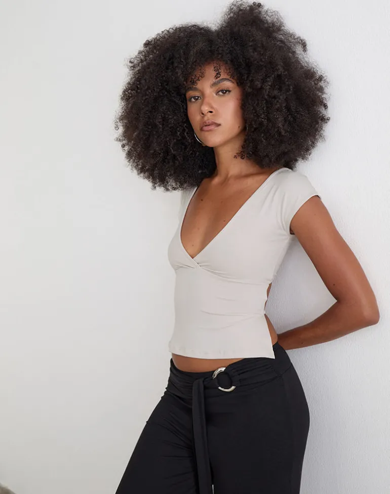 Netan Crossover Top in Cannoli Cream