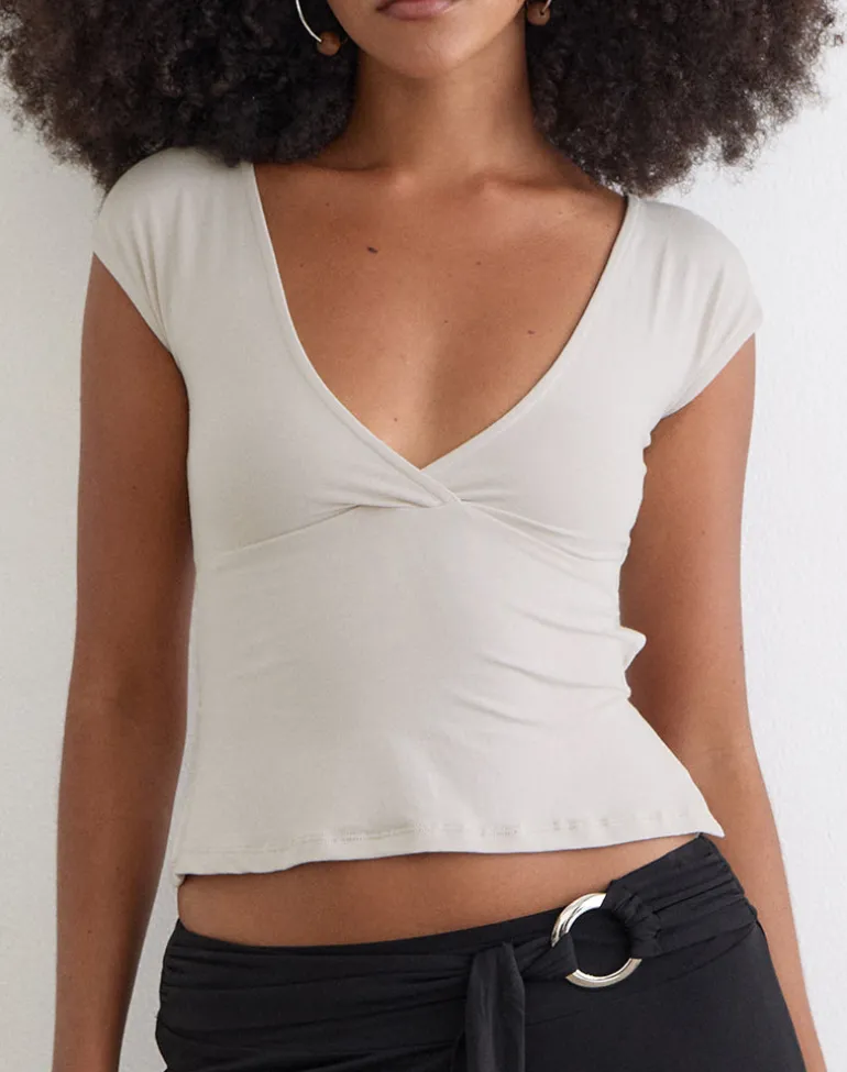 Netan Crossover Top in Cannoli Cream