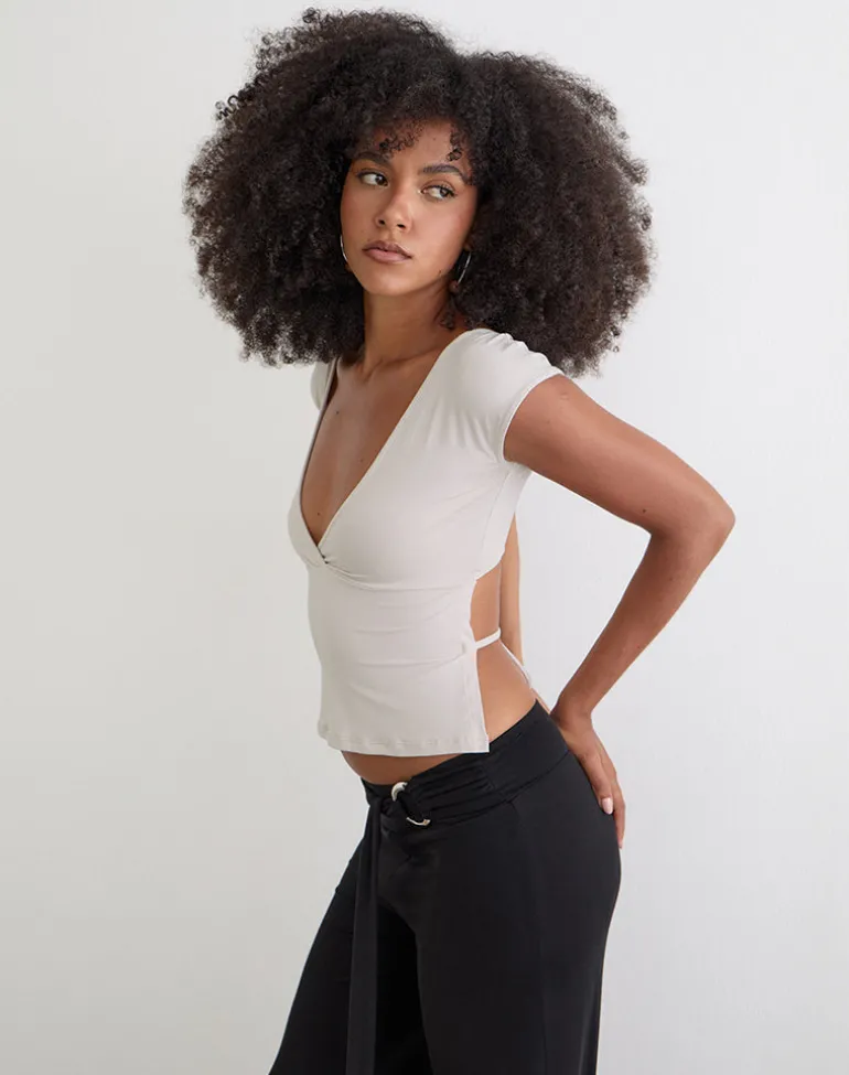 Netan Crossover Top in Cannoli Cream