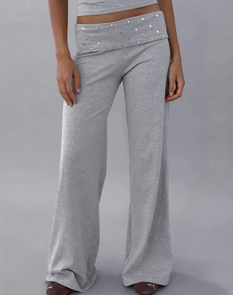 Nevivi Foldover Trouser in Studded Grey Marl