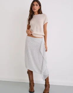 Neza Midi Skirt in White Basic Polka Black