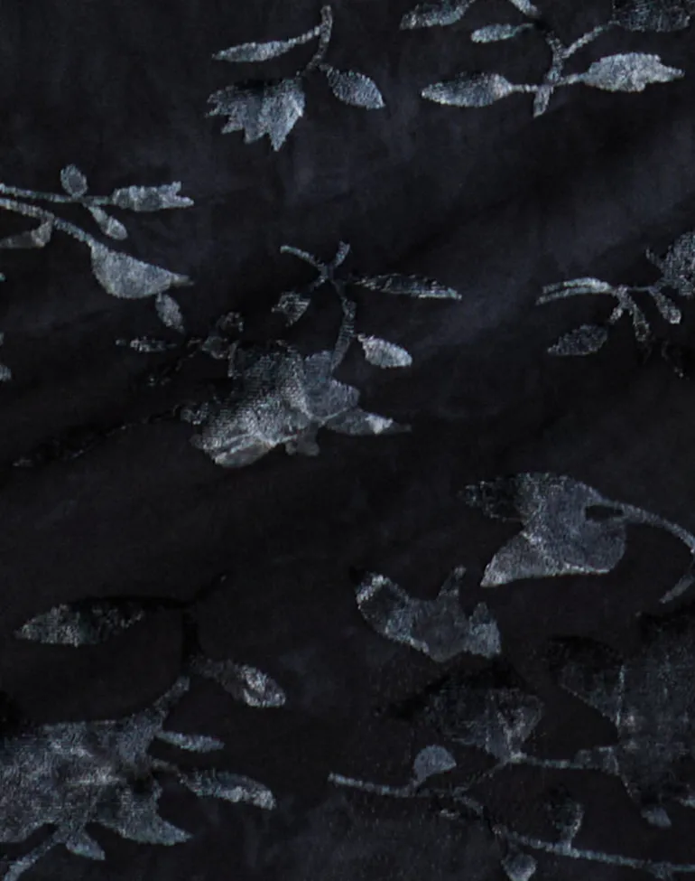 Nidya Mini Skirt in Leaf Velvet Dark Blue