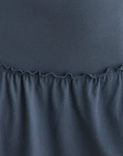 Nilima Cowl Neck Mini Dress in Rayon Jersey Ocean Storm