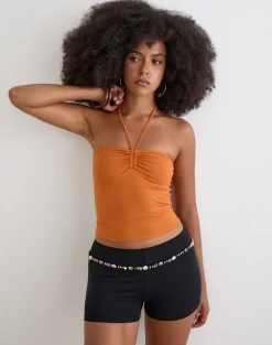Nilo Micro Short with Shell Trim in Cupro Black