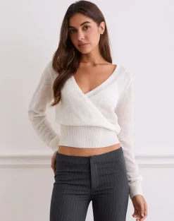 Nilza Wrap Top in Knit Off White