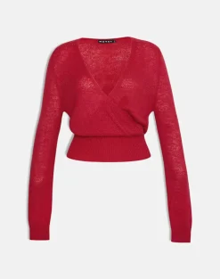 Nilza Wrap Top in Knit Red