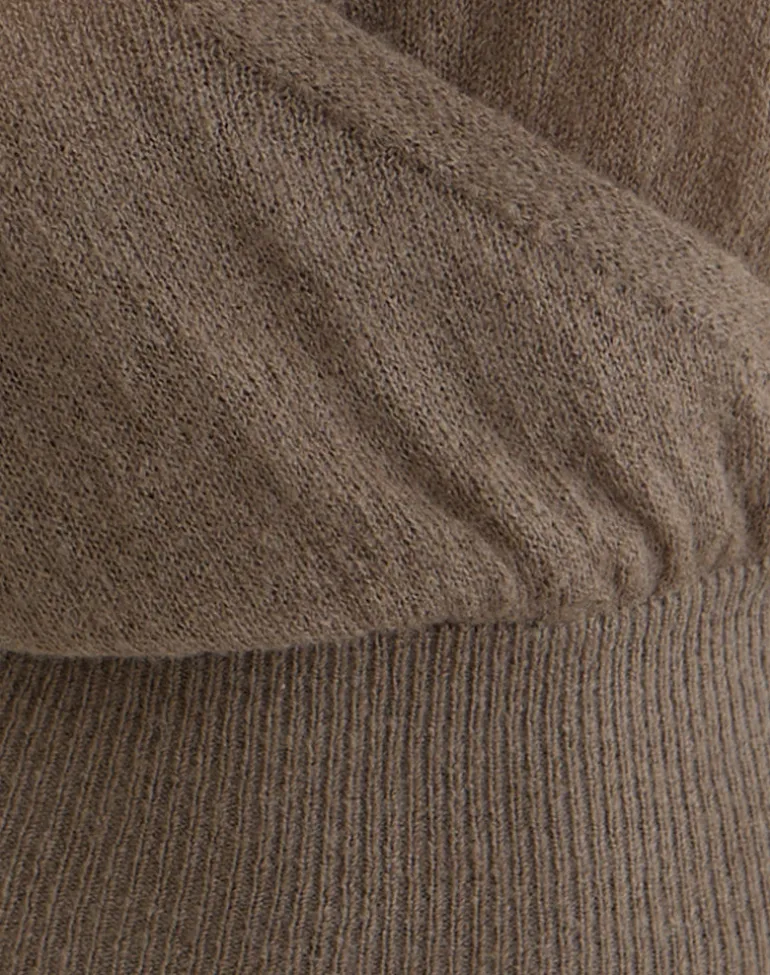 Nilza Wrap Top in Knit Taupe