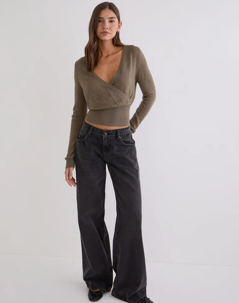 Nilza Wrap Top in Knit Taupe