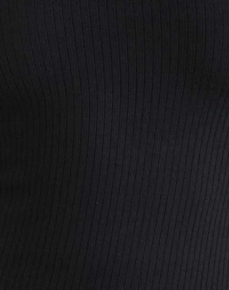 Nique Long Sleeve Top in Thick Rib Black