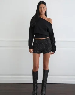 Nivra Short in Diamante Tailoring Black