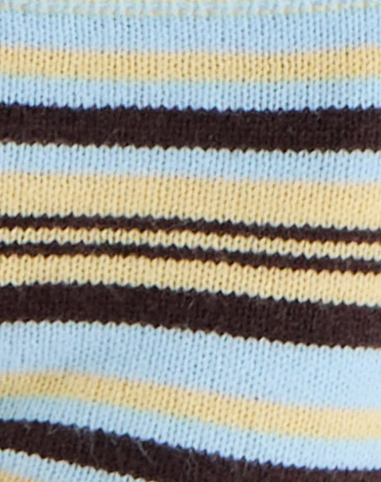 Niyara Short in Stripe Yellow Blue Brown