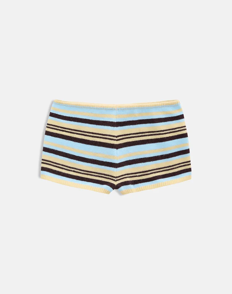Niyara Short in Stripe Yellow Blue Brown