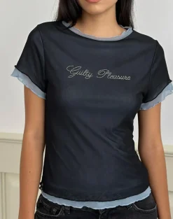 Noburia Top in Black Blue Guilty Pleasure Hot Fix