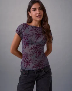 Nova Top in Fine Leaf Flock Smoke Grey