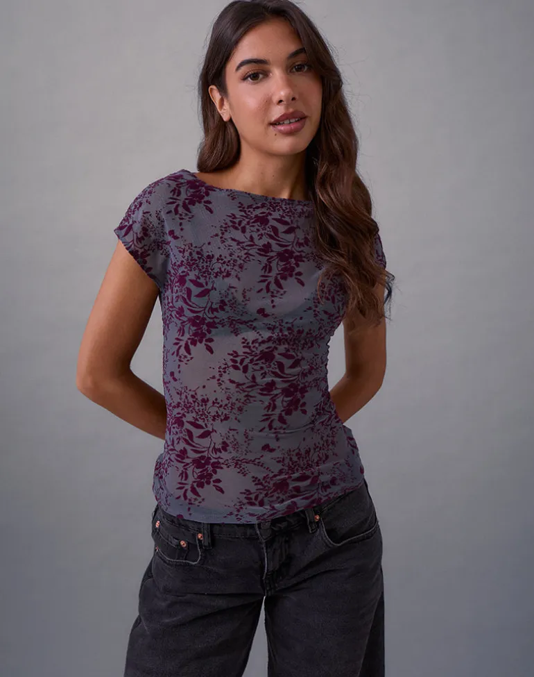 Nova Top in Fine Leaf Flock Smoke Grey