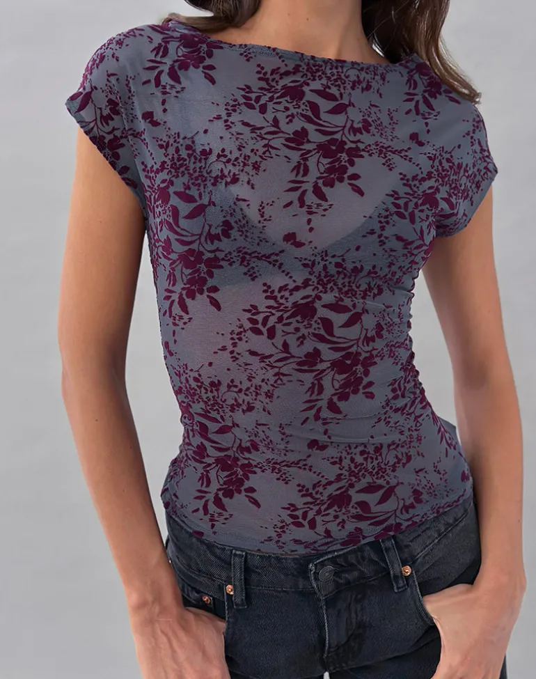 Nova Top in Fine Leaf Flock Smoke Grey