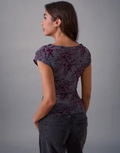 Nova Top in Fine Leaf Flock Smoke Grey