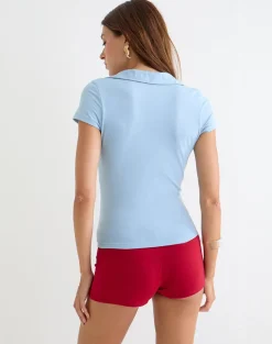 Novee Collared Top in Nantucket Blue with O Ring