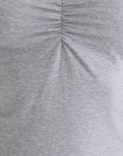 Obanai Short Sleeve V Neck Top in Grey Marl