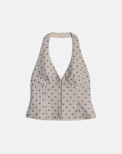 Odin Vest Top in Beige with Polka Pinstripe