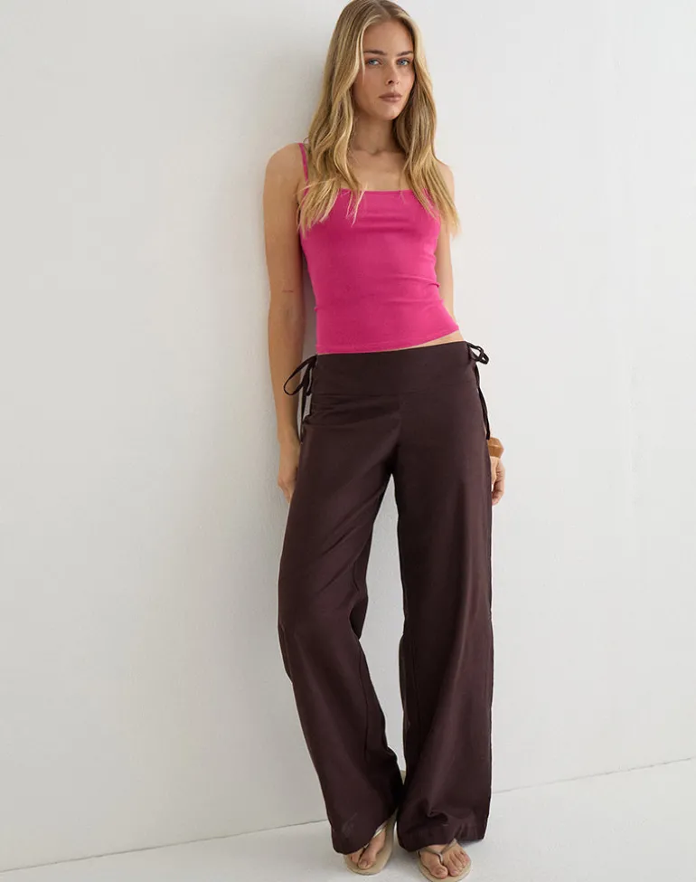 Olesy Trouser in Linen Deep Mahogany