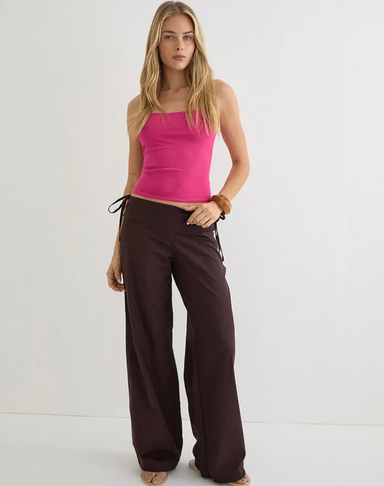 Olesy Trouser in Linen Deep Mahogany