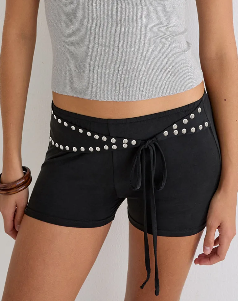 Oliga Short with Studs and Wrap Tie in Black