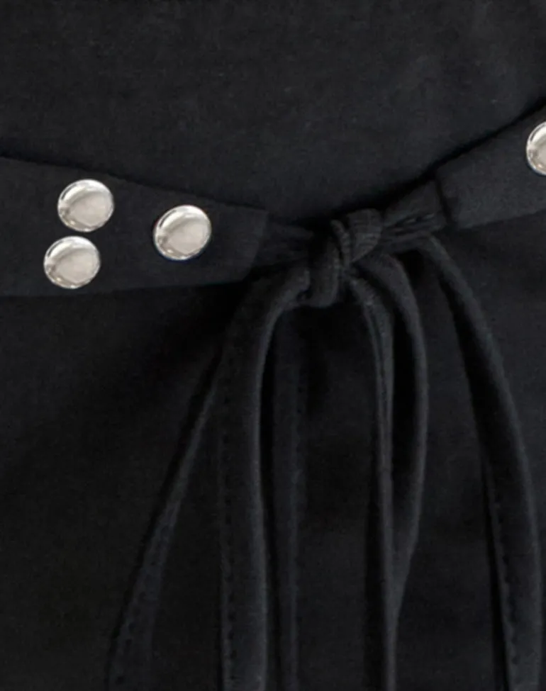 Oliga Short with Studs and Wrap Tie in Black