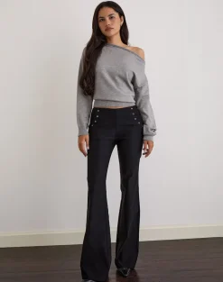 Olira Flare Trouser with Eyelets in Tailored Black