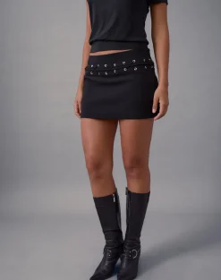 Olma Lace Up Mini Skirt in Tailoring Black