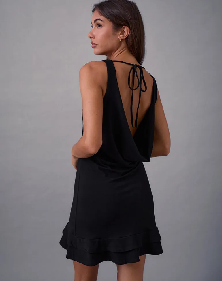 Opaline Backless Mini Dress in Black