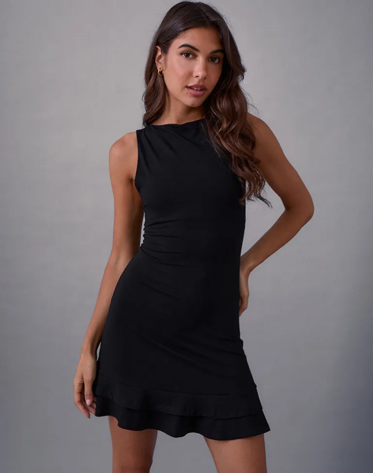 Opaline Backless Mini Dress in Black