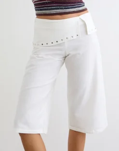 Oren Capri Trouser in Ivory with Studs