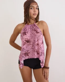 Orseha Top in Mesh Animal Lily Mauve