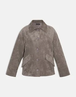 Orson Jacket in Faux Suede Olive Grey