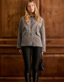 Orson Jacket in Faux Suede Olive Grey