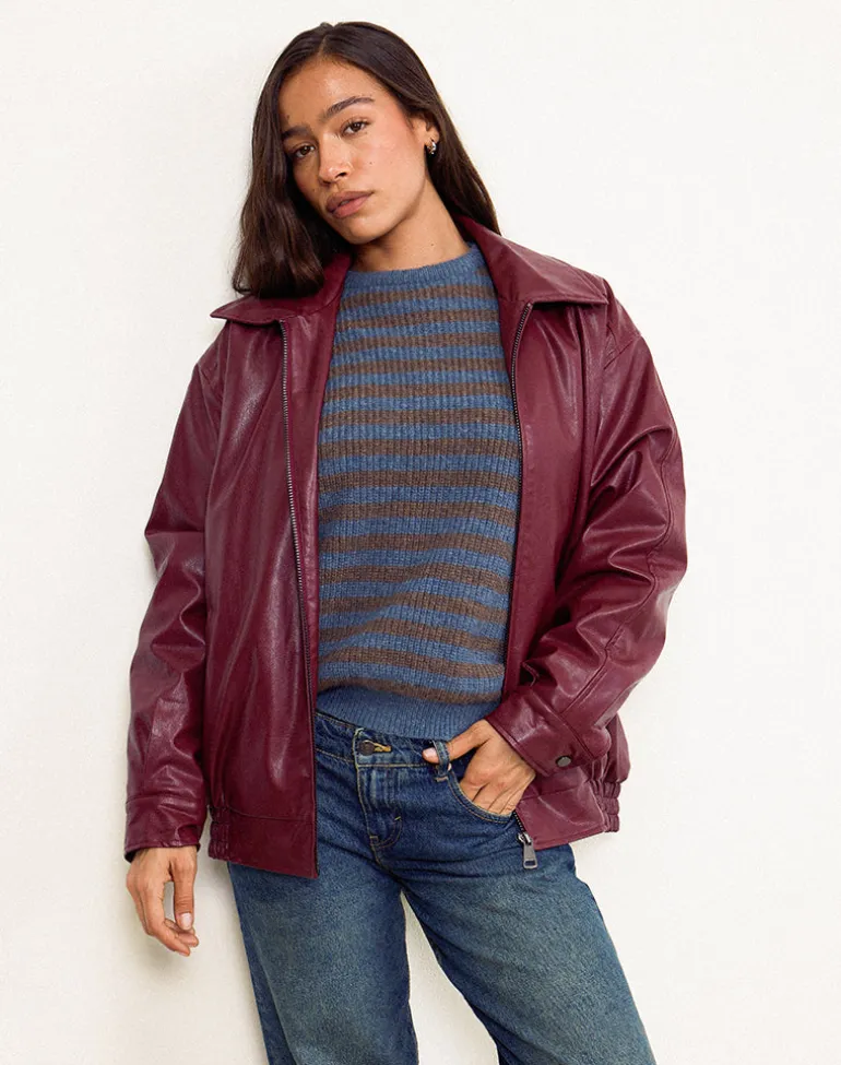 Orvala Knit Jumper in Slate and Brown Stripe